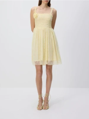 Reserved - Koronkowa sukienka - jasnożółty