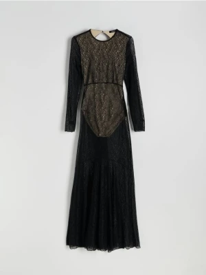 Reserved - Koronkowa sukienka maxi - czarny