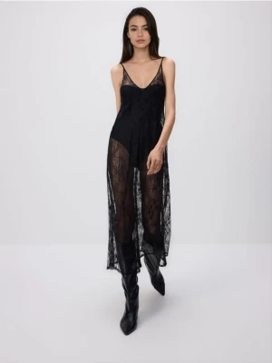Reserved - Koronkowa sukienka midi - czarny