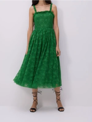Reserved - Koronkowa sukienka midi - zielony