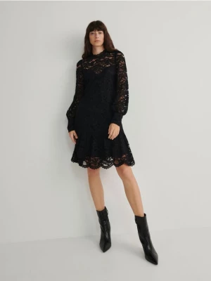 Reserved - Koronkowa sukienka mini - czarny