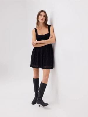 Reserved - Koronkowa sukienka mini - czarny