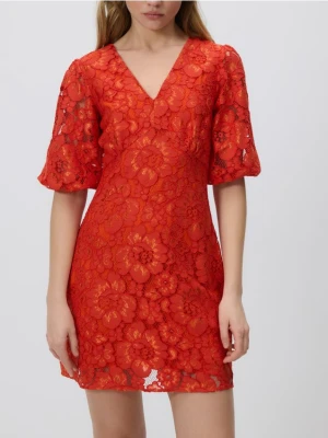 Reserved - Koronkowa sukienka mini - intenstywna czerwień