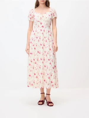 Reserved - Koronkowa sukienka w kwiaty - wielobarwny