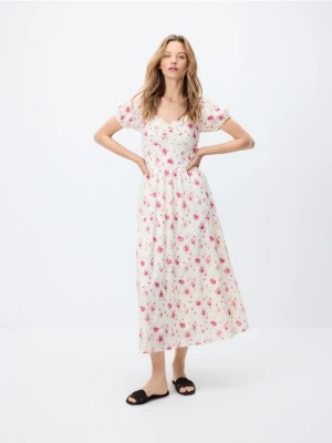 Reserved - Koronkowa sukienka w kwiaty - wielobarwny