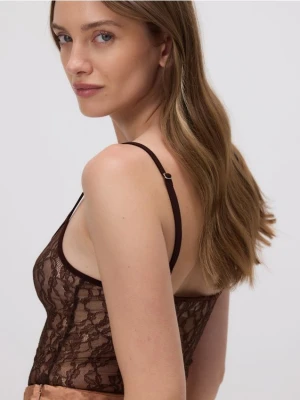 Zdjęcie produktu Reserved - Koronkowe body - ciemnobrązowy