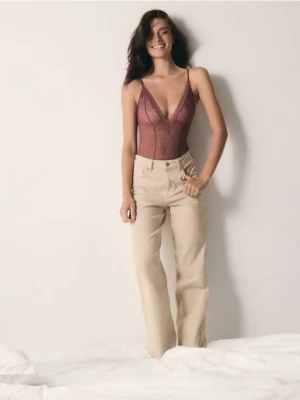 Reserved - Koronkowe body - fioletowy