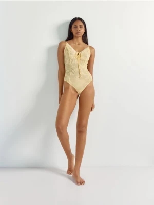 Reserved - Koronkowe body - jasnożółty
