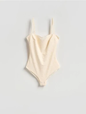 Reserved - Koronkowe body na ramiączkach - złamana biel