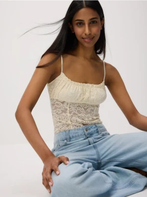 Reserved - Koronkowe body - złamana biel