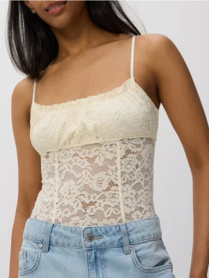 Reserved - Koronkowe body - złamana biel