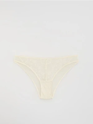 Reserved - Koronkowe majtki bikini - złamana biel