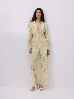 Reserved - Koronkowe spodnie - jasnozielony