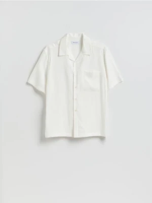 Reserved - Koszula boxy fit z krótkim rękawem - biały