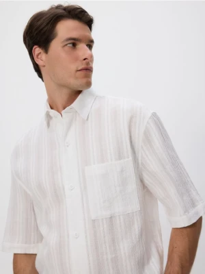 Reserved - Koszula boxy z bawełny - biały