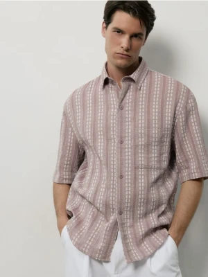 Reserved - Koszula boxy z bawełny - jasnofioletowy