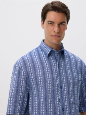 Reserved - Koszula boxy z bawełny - niebieski