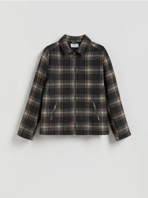 Reserved - Koszula comfort fit z dodatkiem wełny - brązowy