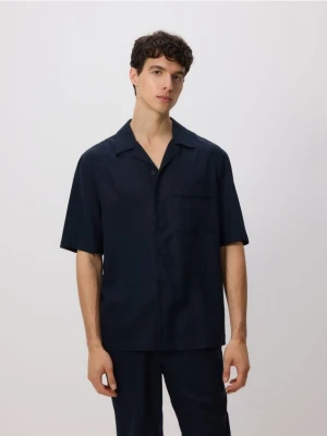 Reserved - Koszula comfort fit z lyocellu - granatowy