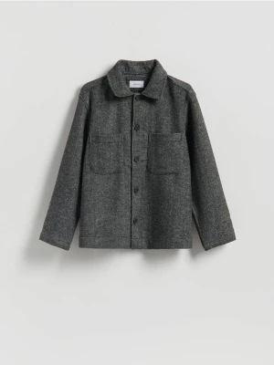 Reserved - Koszula comfort z dodatkiem wełny - ciemnoszary