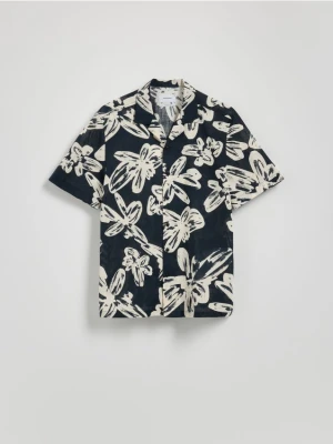 Reserved - Koszula comfort z domieszką lnu - czarny