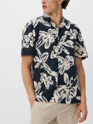 Reserved - Koszula comfort z domieszką lnu - czarny