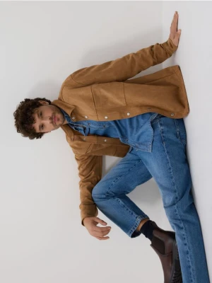 Reserved - Koszula comfort z imitacji zamszu - brązowy