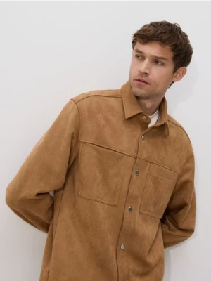 Reserved - Koszula comfort z imitacji zamszu - brązowy
