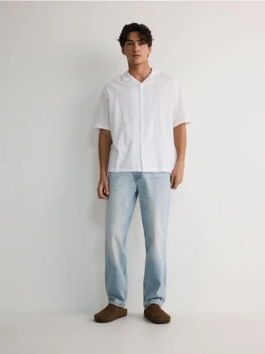 Reserved - Koszula comfort z lnem - biały
