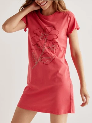 Reserved - Koszula nocna z haftem - czerwony