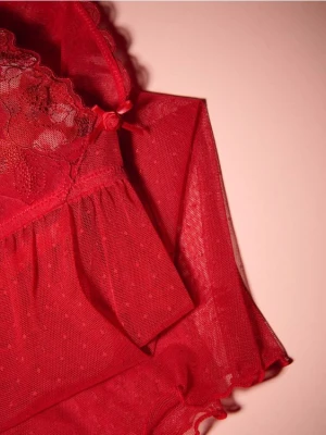 Reserved - Koszula nocna z haftem - czerwony