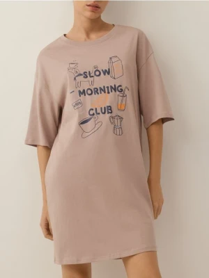 Reserved - Koszula nocna z nadrukiem - brązowy