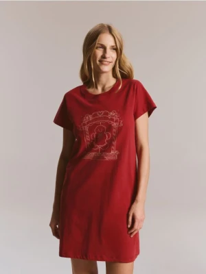 Reserved - Koszula nocna ze świątecznym nadrukiem - czerwony