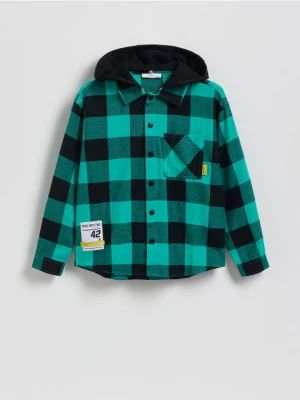 Reserved - Koszula oversize w kratę - zielony