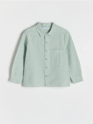 Reserved - Koszula oversize w paski - beżowy