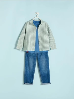 Reserved - Koszula oversize w paski - beżowy