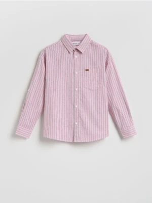 Reserved - Koszula oversize w paski - różowy