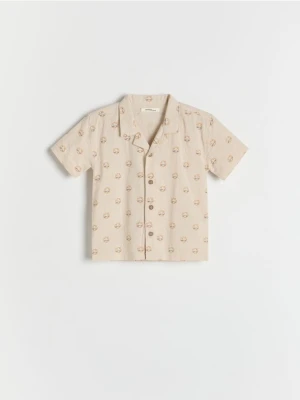 Reserved - Koszula oversize z nadrukiem - złamana biel