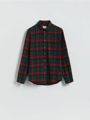 Reserved - Koszula regular fit w kratę - bordowy