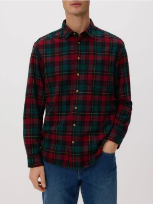 Reserved - Koszula regular fit w kratę - bordowy