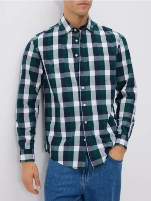 Reserved - Koszula regular fit w kratę - ciemnozielony