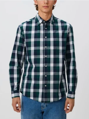 Reserved - Koszula regular fit w kratę - ciemnozielony