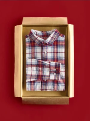 Reserved - Koszula regular fit w kratę - czerwony