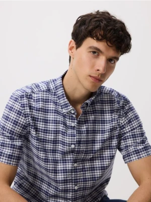 Reserved - Koszula regular fit w kratę - granatowy