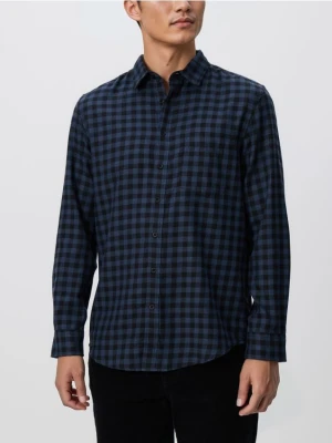 Reserved - Koszula regular fit w kratę - granatowy