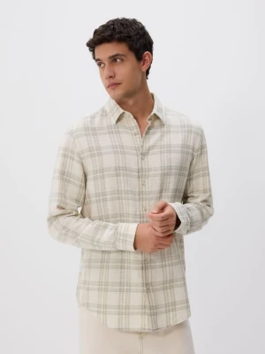 Reserved - Koszula regular fit w kratę - jasnozielony