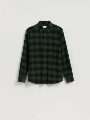 Reserved - Koszula regular fit w kratę - zielony
