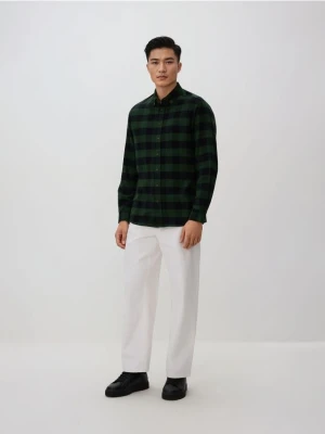 Reserved - Koszula regular fit w kratę - zielony