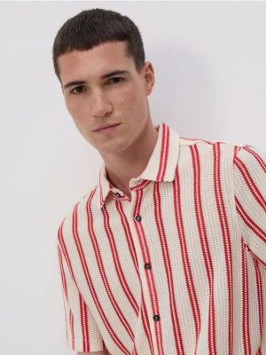 Reserved - Koszula regular fit w paski - beżowy