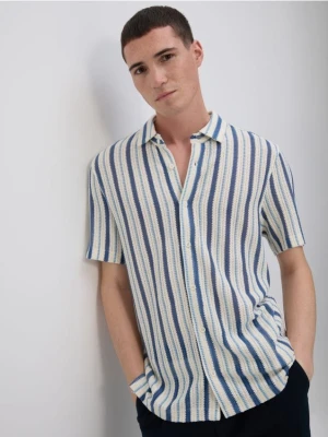 Reserved - Koszula regular fit w paski - jasnoniebieski